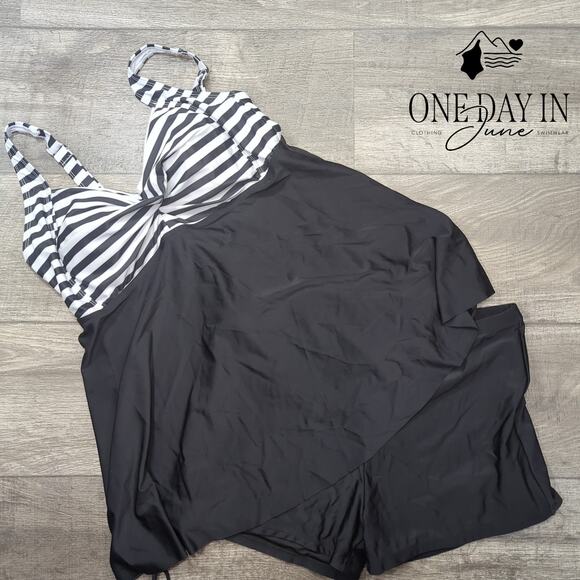 Aqua Eve Cross Front Boyshort Tankini Swimsuit Size XXL - Picture 3 of 6